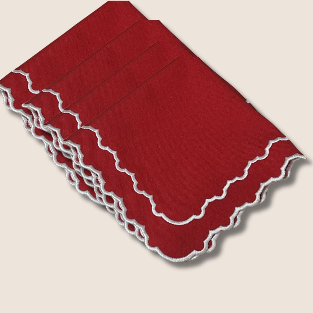 The Fern Napkins in Red Set of 4