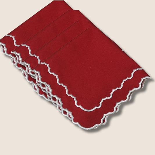 The Fern Napkins in Red Set of 4