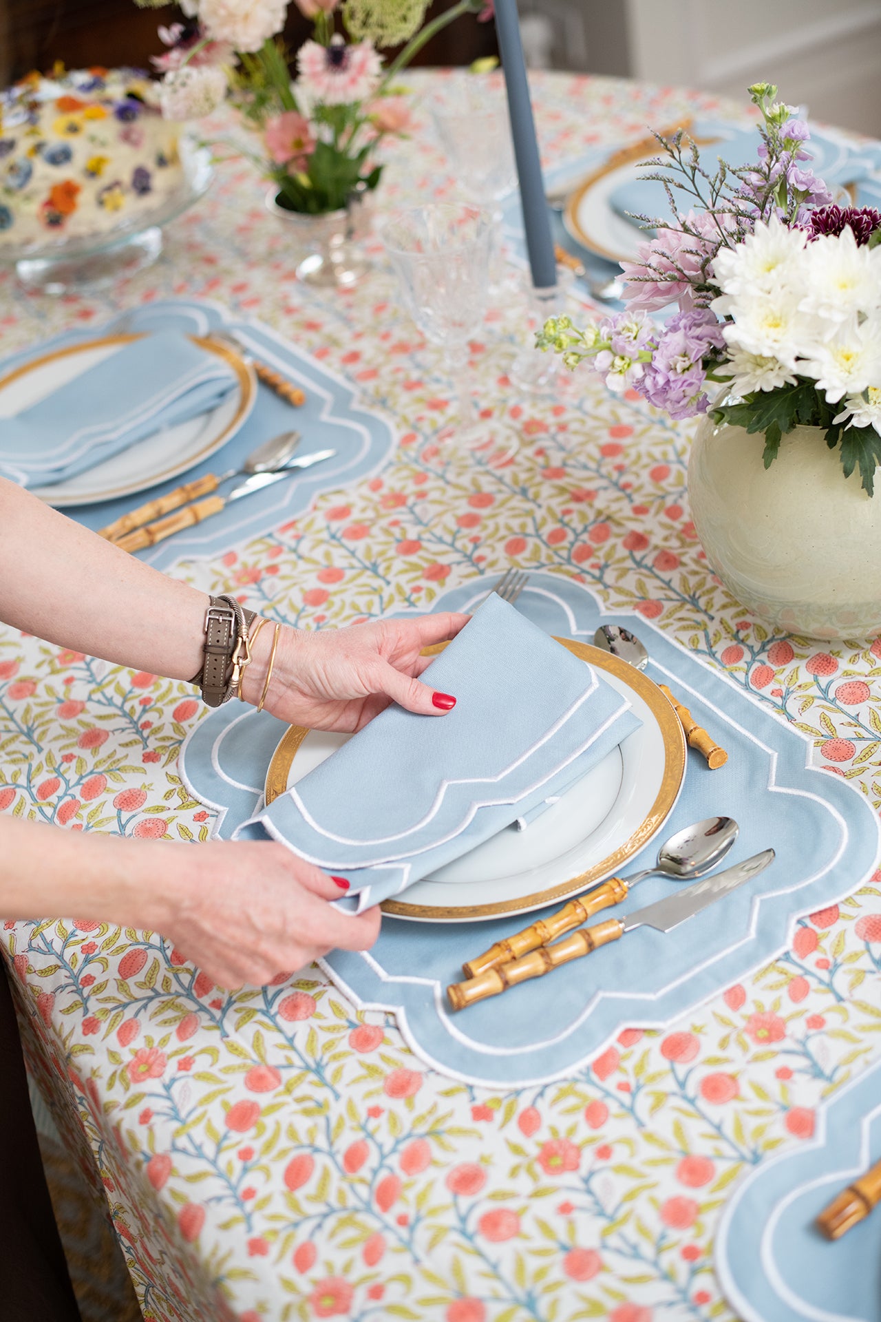 The Lea Napkins Blue Set of 4